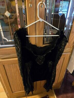 Black Lace Velvet Peasant Top - Womenwith Lace New W/tags